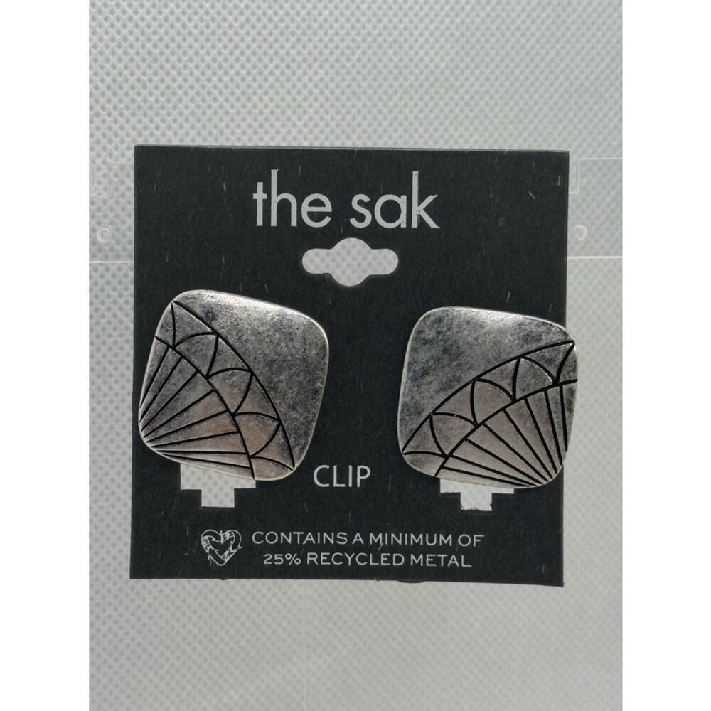 The Sak Silver Clip Earrings with Pale Pink Accent